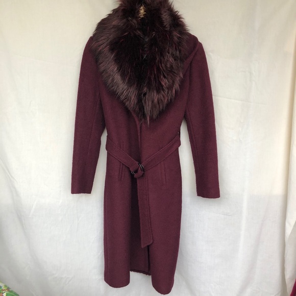 Guess Mulberry Faux Fur Peacoat M 